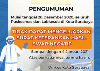 Tangkapan layar akun Instagram @sehatsurabayaku yang merupakan akun milik Dinas Kesehatan Kota Surabaya.