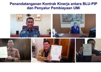 Penandatanganan kontrak kinerja yang dilakuan secara virtual antara Direktur Utama PT Pegadaian (Persero) Kuswiyoto, dengan Direktur Utama PIP Ririn Kadariyah, yang disaksikan langsung oleh Dirjen Perbendaharaan Kementerian Keuangan Republik Indonesia Andin Hadiyanto.