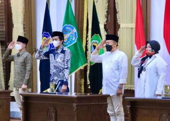 Gladi bersih pelantikan kepala dan wakil kepala daerah. Prosesi pelantikan akan digelar Jumat (26/2) secara hybrid.