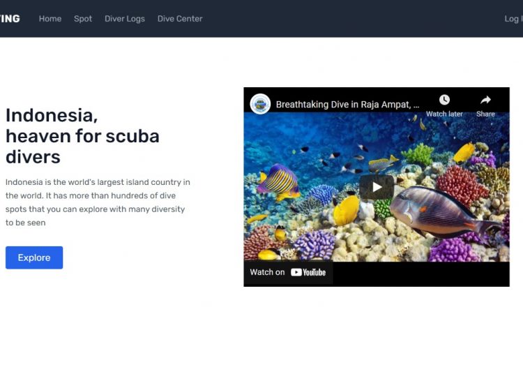 Tampilan home dari website diving rancangan tim Abmas ITS.