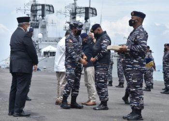 Pelepasan tim ekspedisi Singa Nusantara 2021 di Dermaga Madura Koarmada II, Ujung Surabaya.