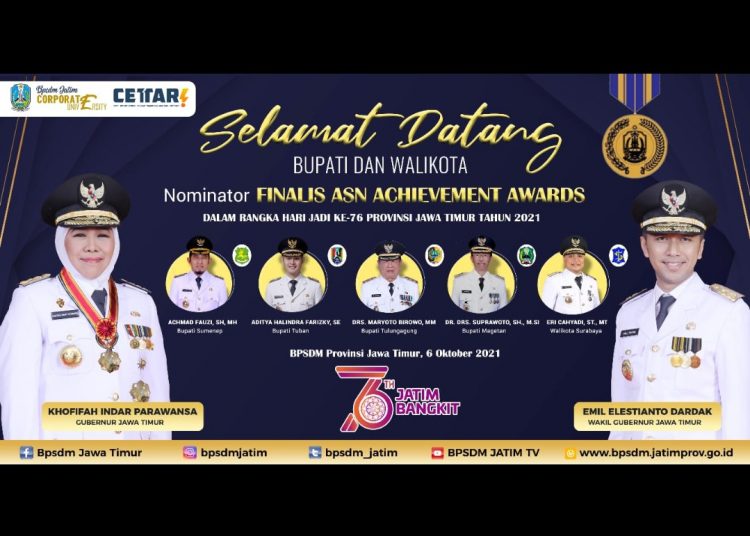 Pemprov Jatim menggelar ASN Achievement Awards 2021 yang dibagi menjadi dua kategori. Pertama, bagi kepala daerah akan diberikan penghargaan Lencana Jer Basuki Mawa Beya Emas. Kedua, bagi lembaga perangkat daerah BKD/BKPSDM kabupaten/kota akan mendapatkan piagam penghargaan dari gubernur Jawa Timur.