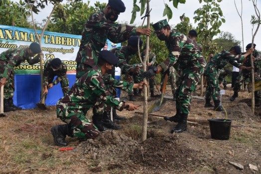Para prajurit menanam tabebuya di sekitar lapangan Ambalat, Koarmada II.