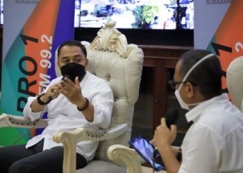 Wali Kota Surabaya Eri Cahyadi menjadi narasumber dalam talkshow bertajuk Pembelajaran Tatap Muka Secara Aman untuk Setiap Anak di Kota Surabaya.