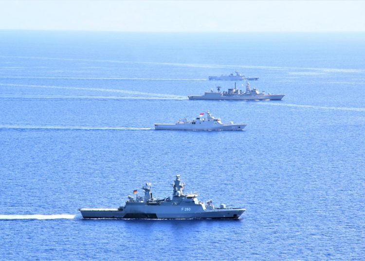 KRI Sultan Iskandar Muda-367 bersama tiga kapal asing dari milik angkatan laut Jerman, Bangladesh, dan Yunani berlatih bersama di Laut Mediterania. Keempat kapal ini tergabung dalam Satgas Maritime Task Force (MTF) TNI Konga XXVIII-M/UNIFIL.