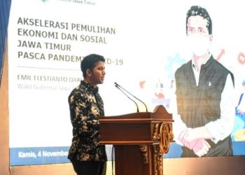 Wagub Jatim Emil Elestianto Dardak dalam gelaran 8th East Java Economic Forum (EJAVEC) 2021.