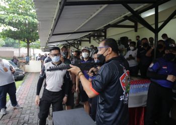 Pelaksanaan lomba menembak bertajuk "Surabaya Shooting Tournament 2021" di Lapangan Tembak Indo Arm, Kodam V Brawijaya.