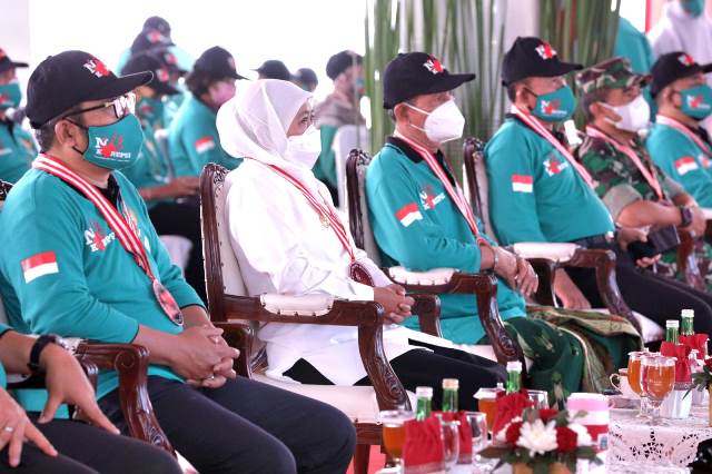 Gubernur Jatim Khofifah Indar Parawansa menghadiri puncak peringatan Hari Anti Korupsi Sedunia (Hakordia) tahun 2021 di Pondok Pesantren Bumi Sholawat, Sidoarjo.