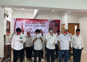Gabungan relawan Jokowi melakukan ikrar dan janji setia bersama Jokowi pada tahun 2024. Deklarasi ini diikuti relawan dari 34 provinsi serta luar negeri dan dilaksanakan secara virtual.