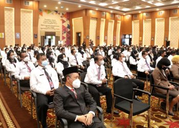 Suasana pembukaan PKN Tingkat II Provinsi Jawa Timur dan Penandatanganan Naskah Kesepakatan Bersama (MoU) antara Pemerintah Kota Blitar dengan Provinsi Jawa Timur di Gedung BPSDM Jatim.