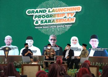 Suasana launching Progresif TV di Pondok Pesantren (PP) Progresif Bumi Sholawat, Sidoarjo.