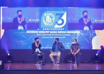 Wagub Jatim Emil Elestianto Dardak dalam talkshow peringatan Hari Jadi Gerakan Ekonomi Nasional ke-3 di Gedung Kesenian Jakarta.