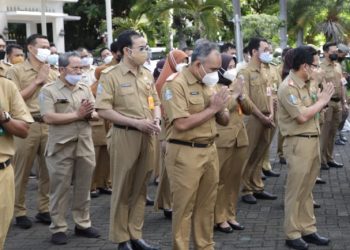 Foto ilustrasi: Para ASN Pemprov Jatim dalam apel pagi.