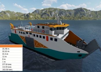 Bentuk lambung kapal MV Lakhsmi milik Tim Nawasena ITS yang dirancang menggunakan lambung berbentuk Landing Craft Tank untuk menyesuaikan dengan seabed di Sungai Brahmaputra, India.