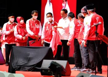 Silaturahmi relawan dengan Presiden Jokowi di Gedung E-Convention Ancol, Jakarta Utara.