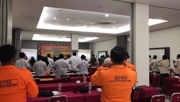 Pelatihan Pengkajian Kebutuhan Pasca Bencana (Jitupasna) yng diselenggarakan Badan Penanggulangan Bencana Daerah (BPBD) di Hotel Bonero, Desa Leran, Kecamatan Kalitidu.