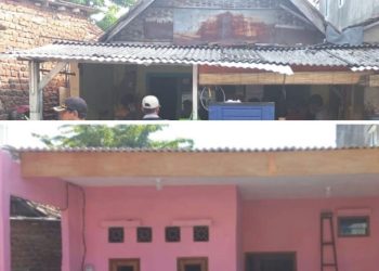 Salah satu rumah warga yang sebelum dan sesudah direnovasi Pemkot Surabaya dalam program Dandan Omah.