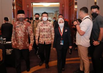 Wakil Gubernur Jatim Emil Elestianto Dardak saat menghadiri Musyawarah Nasional (Munas) V Asosiasi Badan Penyelenggara Perguruan Tinggi Swasta Indonesia (ABP-PTSI)
