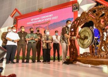Wali Kota Surabaya Eri Cahyadi saat membuka Surabaya Great Expo 2022 yang digelar di Exhibition Hall Grand City.