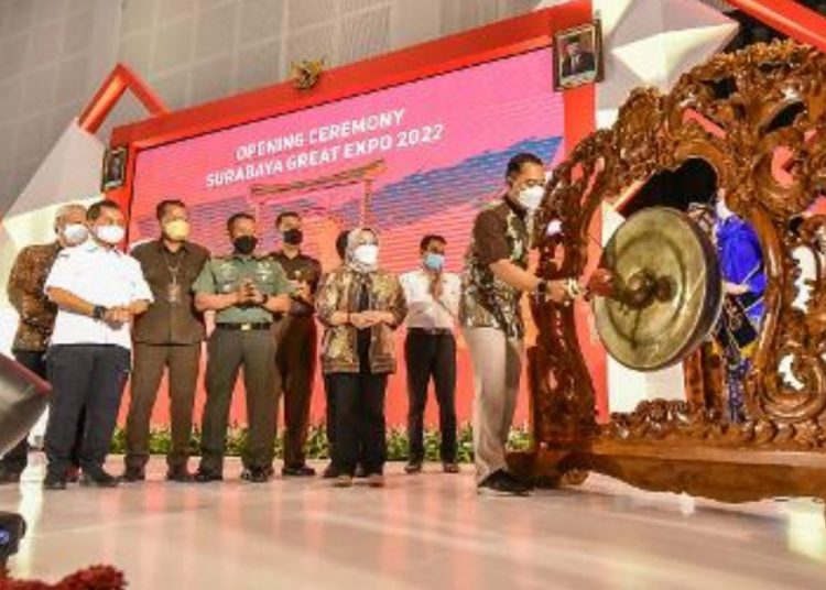 Wali Kota Surabaya Eri Cahyadi saat membuka Surabaya Great Expo 2022 yang digelar di Exhibition Hall Grand City.