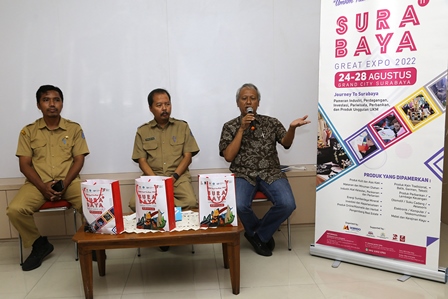 Jumpa pers tentang Surabaya Great Expo 2022 di eks kantor Bagian Humas Pemkot Surabaya.