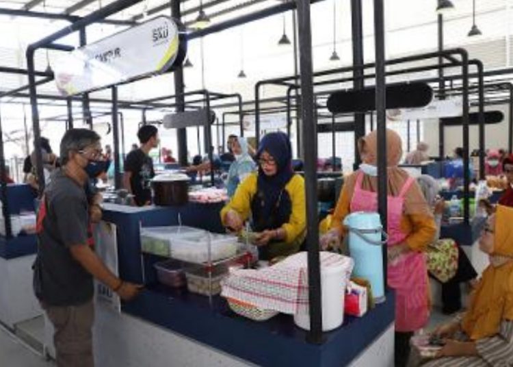 Kondisi terkini Pasar Wisata Penjaringansari di Jalan Raya Pandugo, Surabaya.