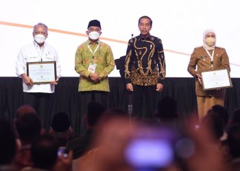 Presiden RI Joko Widodo saat kegiatan pengarahan kepada seluruh pimpinan kementerian dan lembaga, kepala daerah provinsi, kabupaten/kota se-Indonesia di Jakarta Convention Center Jakarta.