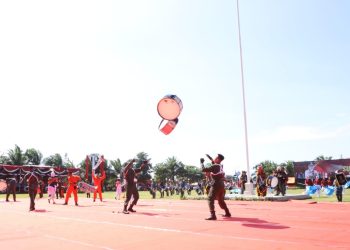 Salah satu penampilan yang ditunjukkan dalam upacara peringatan Hari Sumpah Pemuda ke-94 tahun 2022 di Alun-Alun Kabupaten Madiun.