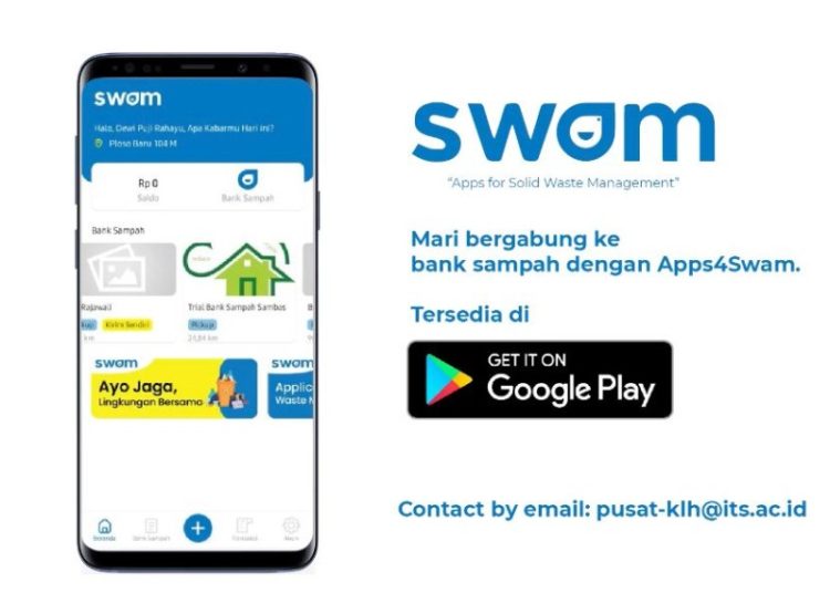 Tampilan aplikasi  Apps4Swam atau Apps for Solid Waste Management, sebuah aplikasi e-bank sampah untuk meningkatkan produktivitas bank sampah.