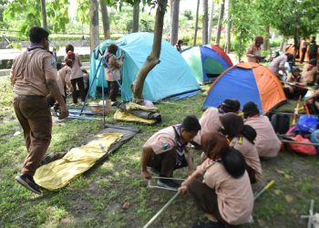 Kegiatan Aksi Arek Saka Bakti Husada (ASAHBAYA) tahun 2022 di Hutan Kota Balas Klumprik Kecamatan Wiyung, Surabaya.