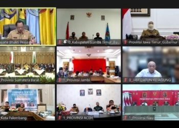 Rakor Pengendalian Inflasi Daerah bersama Menteri Dalam Negeri RI Tito Karnavian yang dilaksanakan secara virtual.