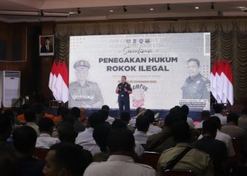Sosialisasi upaya pencegahan beredarnya rokok ilegal di Graha Sawunggaling Pemkot Surabaya.