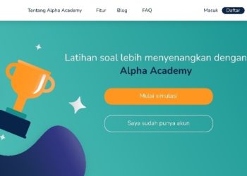 Tampilan homepage Alpha Academy, gagasan tim mahasiswa ITS yang berhasil raih prestasi di ajang Kewirausahaan Mahasiswa Indonesia (KMI) 2022.