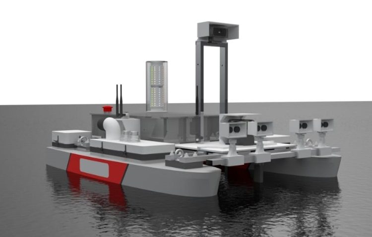 Ilustrasi kapal Autonomous Surface Vehicle (ASV) untuk membantu pencarian korban kecelakaan di perairan.