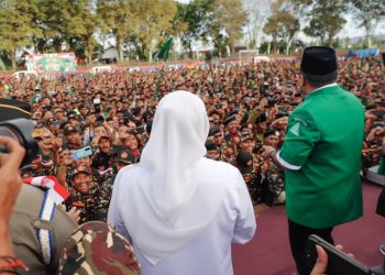 Apel Merah Putih 10.000 kader Banser Kabupaten Malang di Stadion Kahuripan.