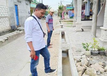 Drainase di Desa Bumirejo, Kecamatan Kepohbaru, Kabupaten Bojonegoro yang sudah selesai dibangun.