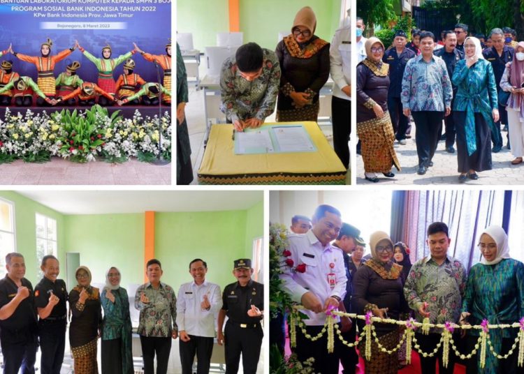Serangkaian kegiatan dalam peresmian laboratorium komputer di SMPN 3 Bojonegoro.