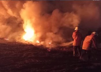 Foto ilustrasi: Salah satu kejadian kebakaran lahan di Surabaya dan ditangani tim pemadam kebakaran di Kota Pahlawan.