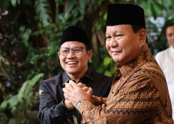 Ketua Umum DPP PKB, Muhaimin Iskandar usai melakukan pertemuan dengan Ketua Umum Partai Gerindra Prabowo Subianto.