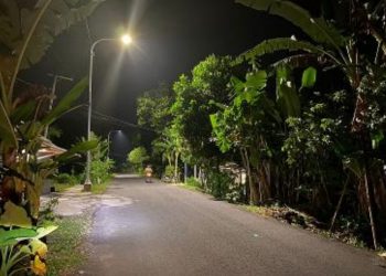 Salah satu penerangan jalan umum yang sudah dipasang Dinas Perumahan, Kawasan Pemukiman, dan Cipta Karya Pemerintah Kabupaten Bojonegoro.