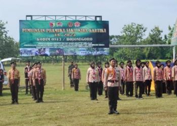 Pembukaan Perkemahan Jumat Sabtu dan Minggu (Perjusami) di lapangan Desa Sumberarum, Kecamatan Dander, Bojonegoro.