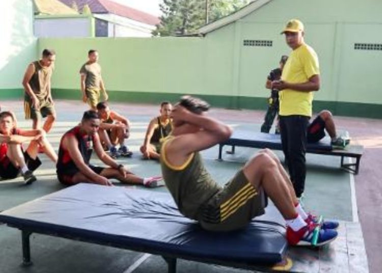 Tes Kesegaran Jasmani (Garjas) periodik I tahun 2023 di markas Kodim Bojonegoro.