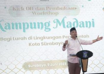 Wali Kota Surabaya Eri Cahyadi saat Kick Off dan Pembukaan Workshop Kampung Madani.