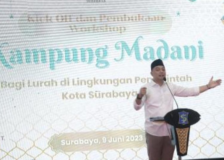 Wali Kota Surabaya Eri Cahyadi saat Kick Off dan Pembukaan Workshop Kampung Madani.