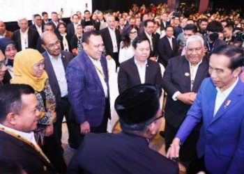 Presiden RI Joko Widodo dalam peluncuran Rencana Pembangunan Jangka Panjang Nasional (RPJPN) 2025-2045 di Djakarta Theater.