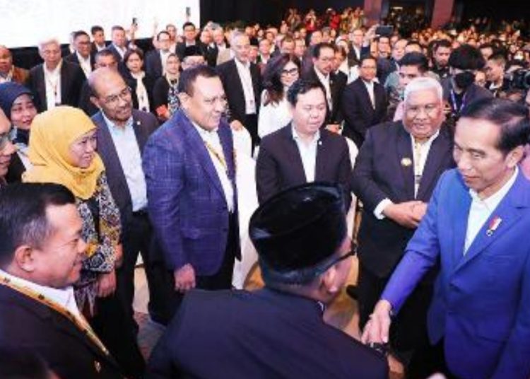 Presiden RI Joko Widodo dalam peluncuran Rencana Pembangunan Jangka Panjang Nasional (RPJPN) 2025-2045 di Djakarta Theater.