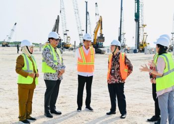 Presiden Joko Widodo dalam groundbreaking proyek pembangunan pabrik foil tembaga PT Hailiang Nova Material Indonesia.