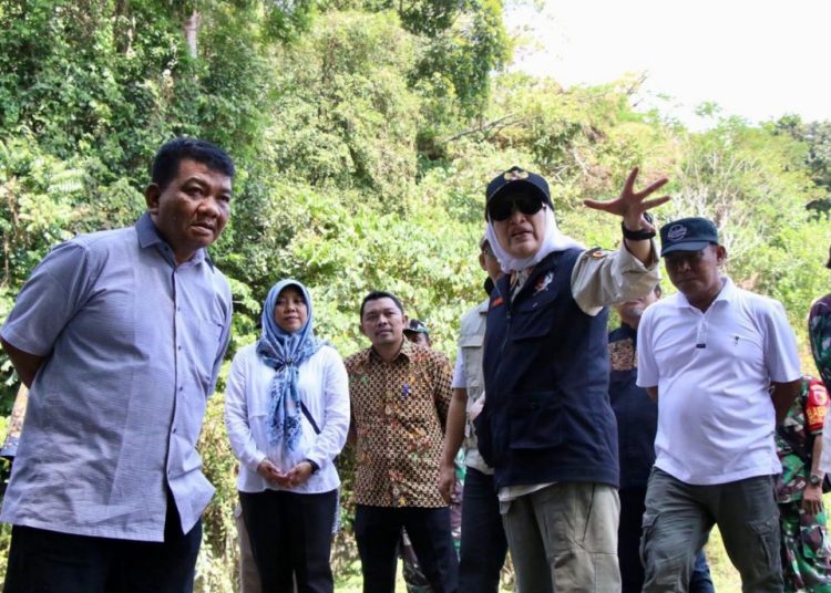 Bupati Bojonegoro Anna Mu'awanah saat sidak sumber mata air Rondomori di Desa Sambongrejo, Kecamatan Gondang.