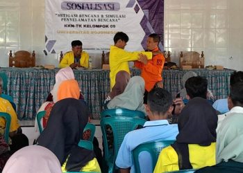 Sosialisasi mitigasi desa tanggap bencana di Desa Kedungsumber, Kecamatan Temayang, Bojonegoro.