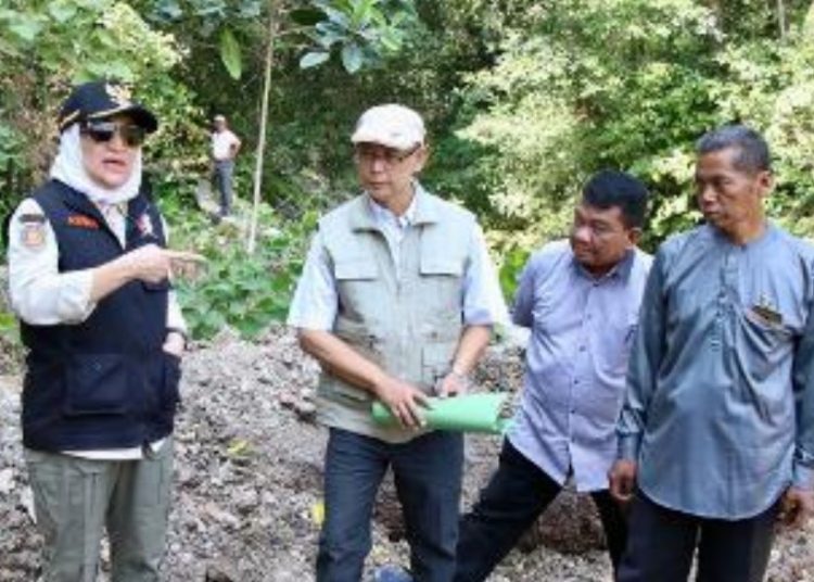 Bupati Bojonegoro Anna Mu'awanah saat inspeksi mendadak sumber mata air Rondomori di Desa Sambongrejo, Kecamatan Gondang.